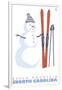 Beech Mountain, North Carolina, Snowman with Skis-Lantern Press-Framed Art Print