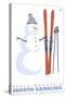 Beech Mountain, North Carolina, Snowman with Skis-Lantern Press-Stretched Canvas