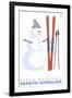 Beech Mountain, North Carolina, Snowman with Skis-Lantern Press-Framed Art Print