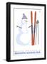 Beech Mountain, North Carolina, Snowman with Skis-Lantern Press-Framed Art Print