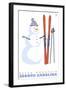 Beech Mountain, North Carolina, Snowman with Skis-Lantern Press-Framed Art Print