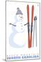 Beech Mountain, North Carolina, Snowman with Skis-Lantern Press-Mounted Art Print