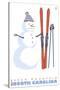 Beech Mountain, North Carolina, Snowman with Skis-Lantern Press-Stretched Canvas