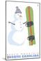 Beech Mountain, North Carolina, Snowman with Snowboard-Lantern Press-Mounted Art Print