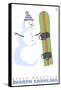 Beech Mountain, North Carolina, Snowman with Snowboard-Lantern Press-Framed Stretched Canvas