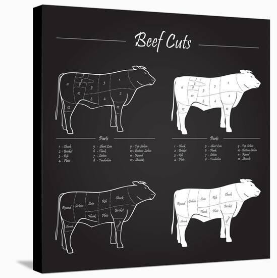 Beef Cuts - Blackboard-ONiONAstudio-Stretched Canvas