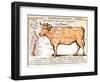 Beef: Diagram Depicting the Different Cuts of Meat-null-Framed Premium Giclee Print