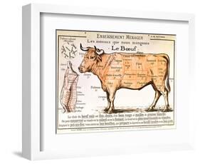 Beef: Diagram Depicting the Different Cuts of Meat-null-Framed Premium Giclee Print