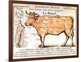 Beef: Diagram Depicting the Different Cuts of Meat-null-Framed Giclee Print