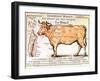 Beef: Diagram Depicting the Different Cuts of Meat-null-Framed Art Print