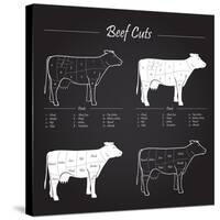 Beef Meat Cuts Scheme on Blackboard-ONiONAstudio-Stretched Canvas