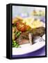 Beef Steak with Vegetables and Chips-Ian Garlick-Framed Stretched Canvas