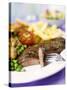 Beef Steak with Vegetables and Chips-Ian Garlick-Stretched Canvas