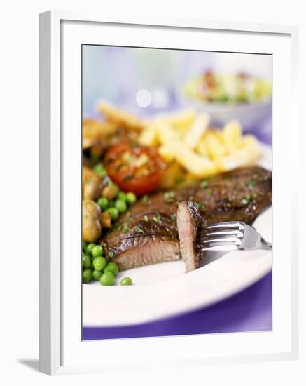 Beef Steak with Vegetables and Chips-Ian Garlick-Framed Photographic Print