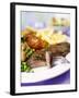 Beef Steak with Vegetables and Chips-Ian Garlick-Framed Photographic Print