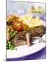 Beef Steak with Vegetables and Chips-Ian Garlick-Mounted Photographic Print