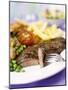 Beef Steak with Vegetables and Chips-Ian Garlick-Mounted Photographic Print