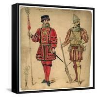 Beefeater and Spanish Soldier, 19th Century-Lucien Besche-Framed Stretched Canvas