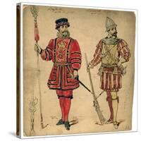 Beefeater and Spanish Soldier, 19th Century-Lucien Besche-Stretched Canvas