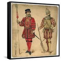 Beefeater and Spanish Soldier, 19th Century-Lucien Besche-Framed Stretched Canvas