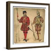 Beefeater and Spanish Soldier, 19th Century-Lucien Besche-Framed Giclee Print