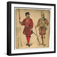 Beefeater and Spanish Soldier, 19th Century-Lucien Besche-Framed Giclee Print