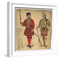 Beefeater and Spanish Soldier, 19th Century-Lucien Besche-Framed Giclee Print