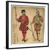 Beefeater and Spanish Soldier, 19th Century-Lucien Besche-Framed Giclee Print