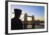 Beefeater and Tower Bridge, London, England, United Kingdom, Europe-Neil Farrin-Framed Photographic Print