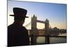 Beefeater and Tower Bridge, London, England, United Kingdom, Europe-Neil Farrin-Mounted Photographic Print