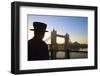 Beefeater and Tower Bridge, London, England, United Kingdom, Europe-Neil Farrin-Framed Photographic Print