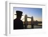 Beefeater and Tower Bridge, London, England, United Kingdom, Europe-Neil Farrin-Framed Photographic Print