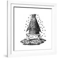 Beehive and Bees-null-Framed Giclee Print