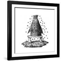 Beehive and Bees-null-Framed Giclee Print