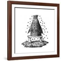 Beehive and Bees-null-Framed Giclee Print