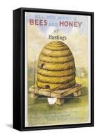 Beehive and One Bee-null-Framed Stretched Canvas