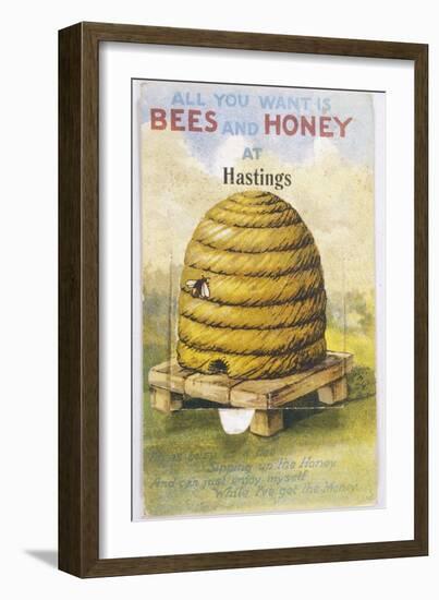 Beehive and One Bee-null-Framed Photographic Print