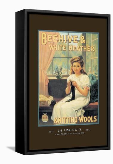 Beehive and White Heather Knitting Tools-null-Framed Stretched Canvas