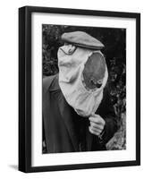Beekeeper, Gerrit Norsselman using the Smoke to Help Keep the Bees at a Safe Distance-Thomas D^ Mcavoy-Framed Premium Photographic Print