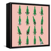 Beer Bottle Character Emoji Set. Funny Cartoon Emoticons-Sira Anamwong-Framed Stretched Canvas