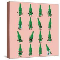 Beer Bottle Character Emoji Set. Funny Cartoon Emoticons-Sira Anamwong-Stretched Canvas