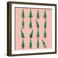 Beer Bottle Character Emoji Set. Funny Cartoon Emoticons-Sira Anamwong-Framed Art Print