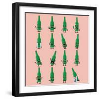 Beer Bottle Character Emoji Set. Funny Cartoon Emoticons-Sira Anamwong-Framed Art Print