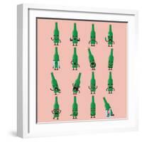 Beer Bottle Character Emoji Set. Funny Cartoon Emoticons-Sira Anamwong-Framed Art Print