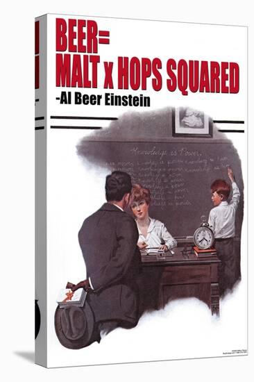 Beer Equals Malt Times Hops Squared-null-Stretched Canvas