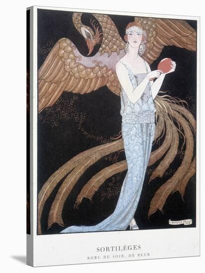 Beer Evening Dress: “” Sortileges”” - Illustration by George Barbier (1882-1932)., in “Gazette Du B-Georges Barbier-Stretched Canvas