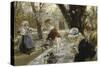Beer Garden, about 1895-Arthur Langhammer-Stretched Canvas
