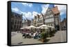 Beer Garden in Front of Old Hanse Houses on the Market Square of Bremen, Germany, Europe-Michael Runkel-Framed Stretched Canvas