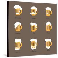 Beer Glass Hipster Character - Barflies. Beer Types Stylized Vector Illustrations.-radoma-Stretched Canvas