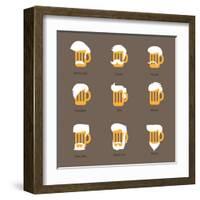 Beer Glass Hipster Character - Barflies. Beer Types Stylized Vector Illustrations.-radoma-Framed Art Print